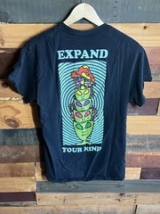 Retro Expand Your Mind Alien Themed Black Shirt Size Medium ALAB Tags Brand