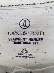 Lands’ End Men’s 100% Cotton Seaworn Henley Traditional Fit Short Slv T-Shirt XL