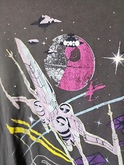 Star Wars TShirt Unisex Gray Graphic C-Life Group Short Sleeve X Wing Death Star