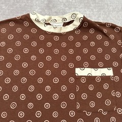 Vintage 90s Polka Dot Shirt Womens M Brown Pocket Graphic Tee