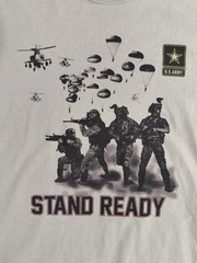 US Army “STAND READY” Logo Beige T-Shirt by MV Sport – Size XL – NWT