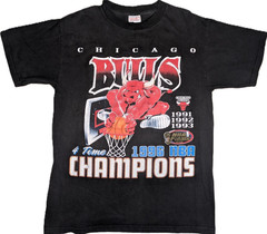 VINTAGE 90s CHICAGO BULLS BENNY THE BULL T SHIRT 4 TIME RAP TEE JORDAN RODMAN MJ