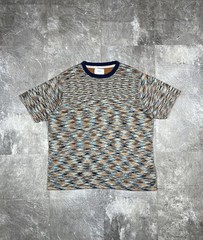Percival Blue and Orange with Dynamic Pattern Knit Textured T-shirt tee size m