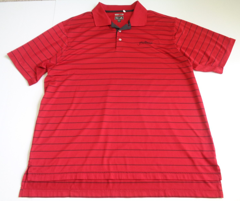 Adidas Climacool Shirt Men’s XL Red with Black Stripes Budweiser Logo