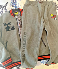 Wu Tang Clan Jacket & Pant Set Varsity Grey Mens Large Lifted Research