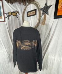 North River Mens Shirt Large Deer Rut Black Graphic Cotton Easy Care