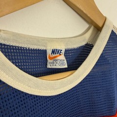 Vintage 70s Nike Sportswear Mesh Cropped Running Shirt Medium Top Athletic