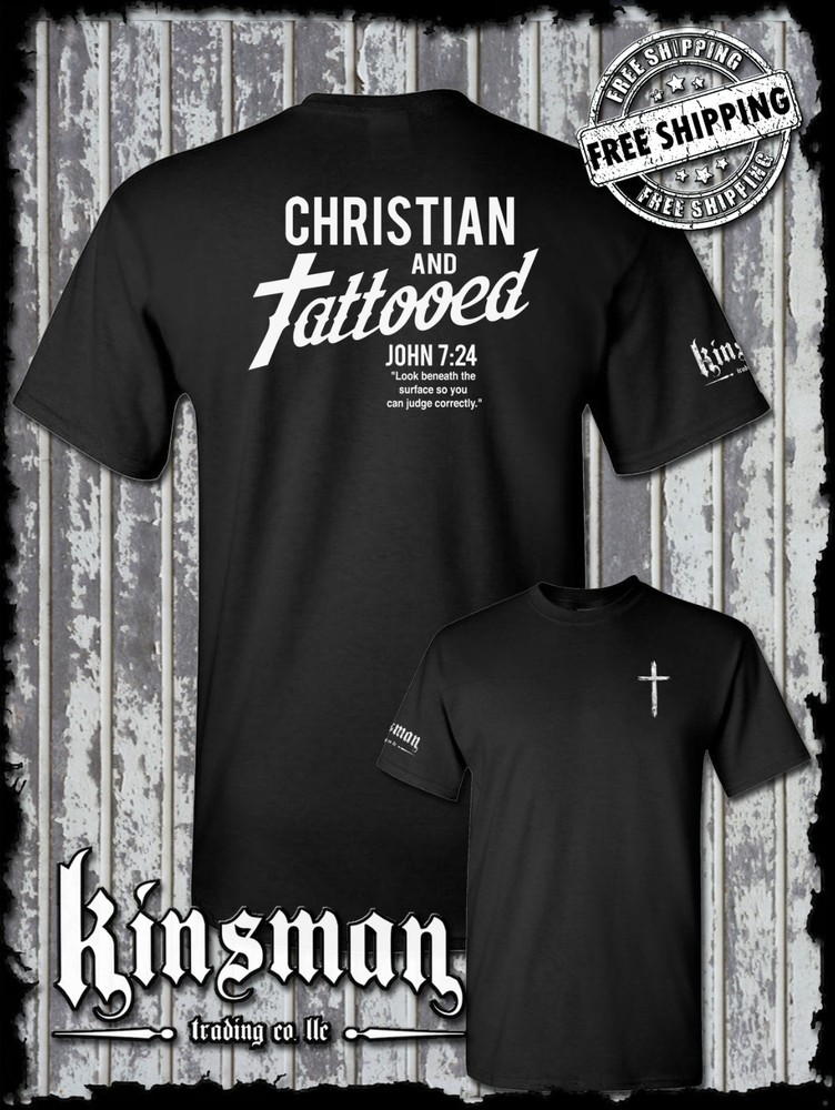 Christian and Tattooed 2-Sided T-Shirt – Religious Jesus Christ God Spiritual