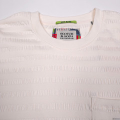 Scotch & Soda Textured Pocket T-Shirt Mens 2XL Relaxed Fit Eggnog White Tee