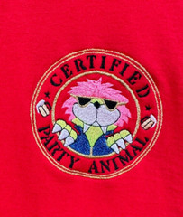 Vintage Certified Party Animal Embroidered T Shirt Red Med