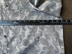 Zeroyas Men’s Long Sleeve Silver Paisley Button-Up Dress Shirt