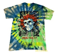 New Grateful Dead Tie Dye Skeleton Spring Tour 1977 Mens Vintage Concert T-shirt