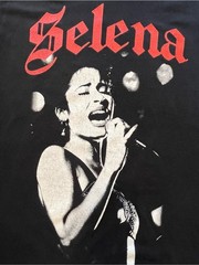 Official Selena Quintanilla Graphic T-Shirt Black/Red Gothic Font Large Unisex