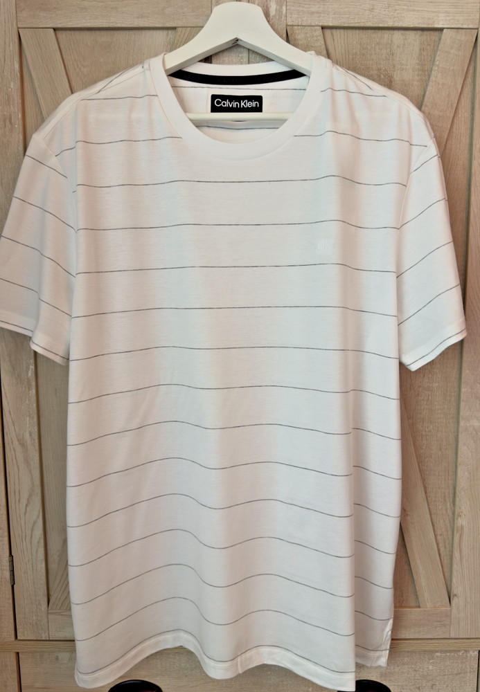 Calvin Klein CK Mens Stripey Logo Short Sleeve T-Shirt Size L – BRAND NEW W TAGS