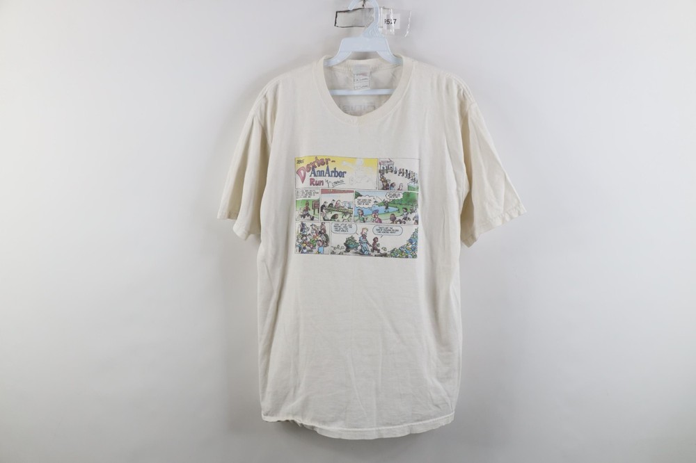 Vintage Y2K Mens Large 2005 Dexter Ann Arbor Run Short Sleeve T-Shirt White