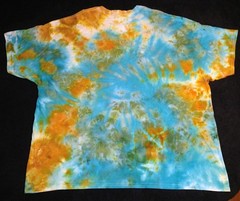 Bright Blue, Orange And Sage Ice Dye Tie Dye T Shirt ~ Sz 4XL