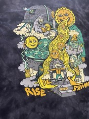 Killer Acid Women’s Black Gray Yellow Cotton Tie Dye Graphic T-Shirt Size LARGE