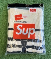 New Supreme Hanes Bones Thermal Crew FW25 White 1 Pack Size S/P Authentic Small