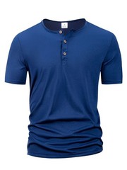 Men’s Short Sleeve Henley Shirt Slim Fit Casual Button Neck T-Shirt