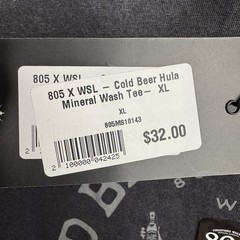 805 WSL Cold Beer Surf Club Mineral Wash T-Shirt Mens XL Black NWT