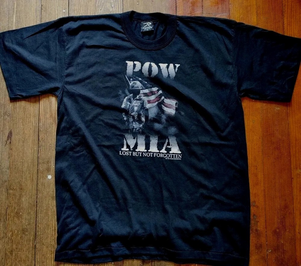 POW MIA TEE SHIRT You Are Not Forgotten- American Flag Military Black