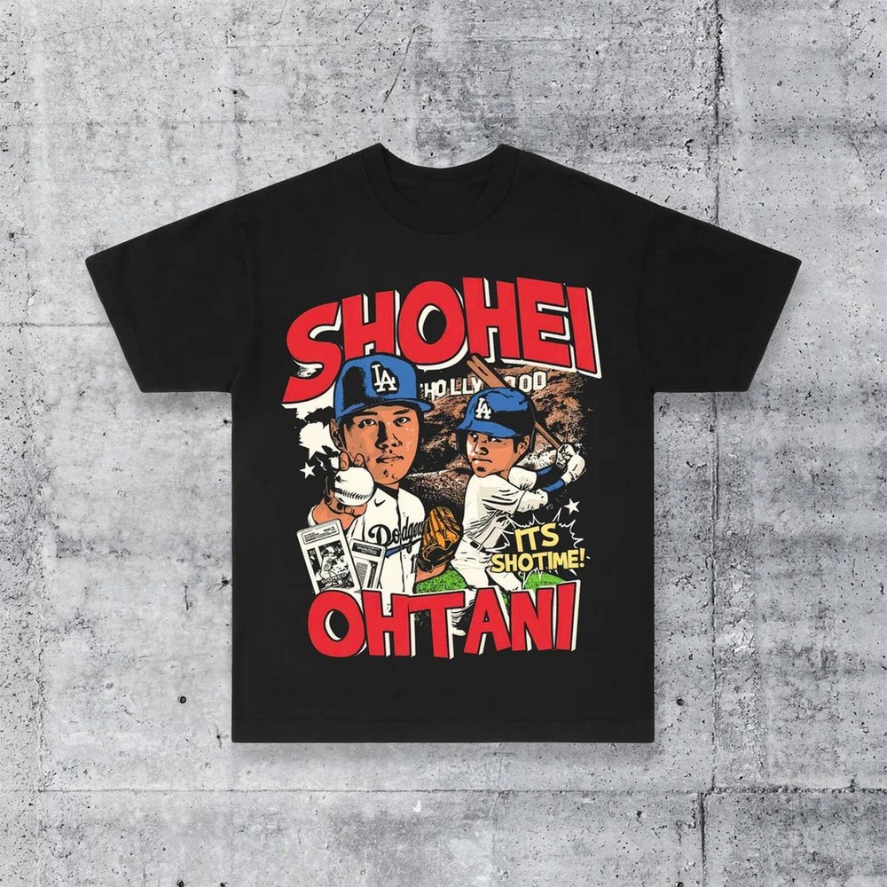 Shohei Ohtani – ShoTime! Cartoon Big Head Los Angeles Baseball Streetwear T-Shir