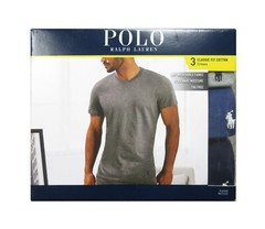 Polo Ralph Lauren Men’s Gray-Blue-Navy Classic Fit Crew-Neck 3 Pack T-Shirts