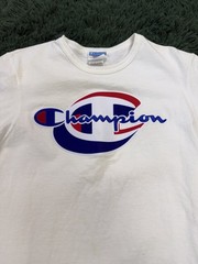 Champion Men’s Medium White Short Sleeve Crew Neck T-Shirt Big Logo Tee