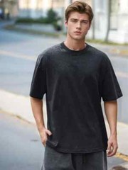 Summer Men’s Washed T-Shirts 230G Heavy Cotton Vintage Faded Color Oversized