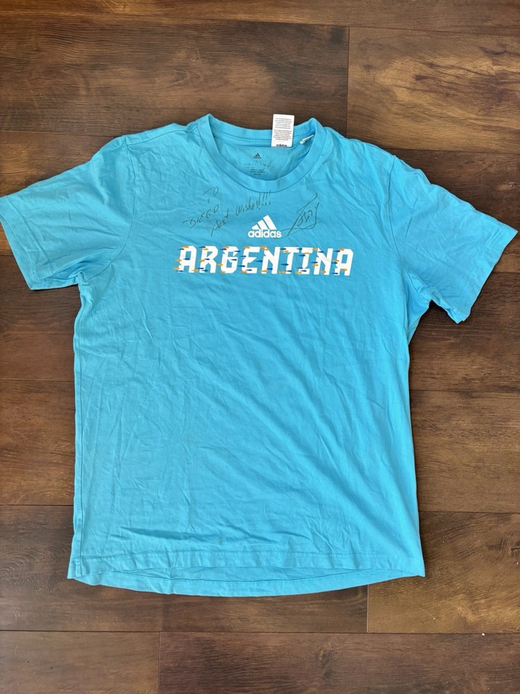 Adidas Argentina FIFA World Cup Qatar 2022 Signed T-Shirt Men’s Large Blue
