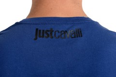 Just Cavalli Men’s Blue Graphic Print Crewneck T-Shirt US 2XL IT 56