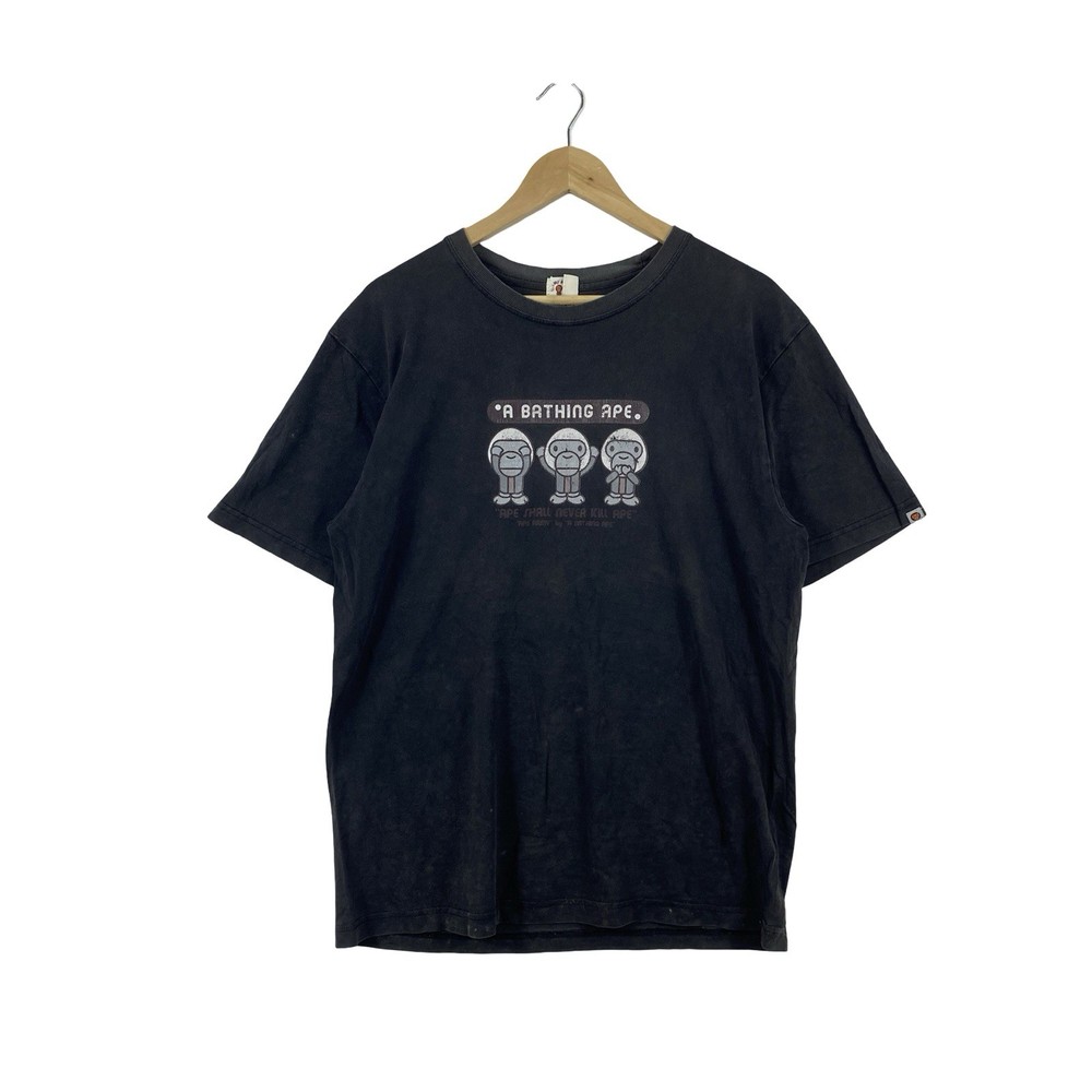 Vintage A BATHING APE BAPE Baby Milo Three Wise Monkeys Graphic