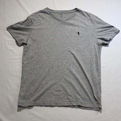 Polo Ralph Lauren T Shirt Mens Medium Grey V Neck Pony Logo Short Sleeve