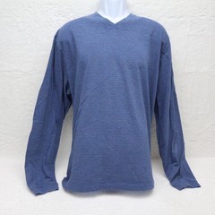 Left Coast Tee Striped V Neck Long Sleeve Shirt Blue Black Men’s XXL