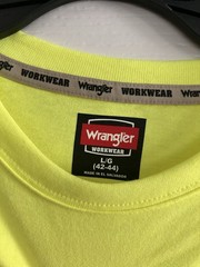 Wrangler Workwear Hi-Vis Neon Yellow Long Sleeve T-Shirt w Pocket Mens L 42-44