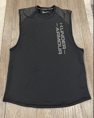 Mens Under Armour Fleece Sleeveless Knit Shirt Medium Black