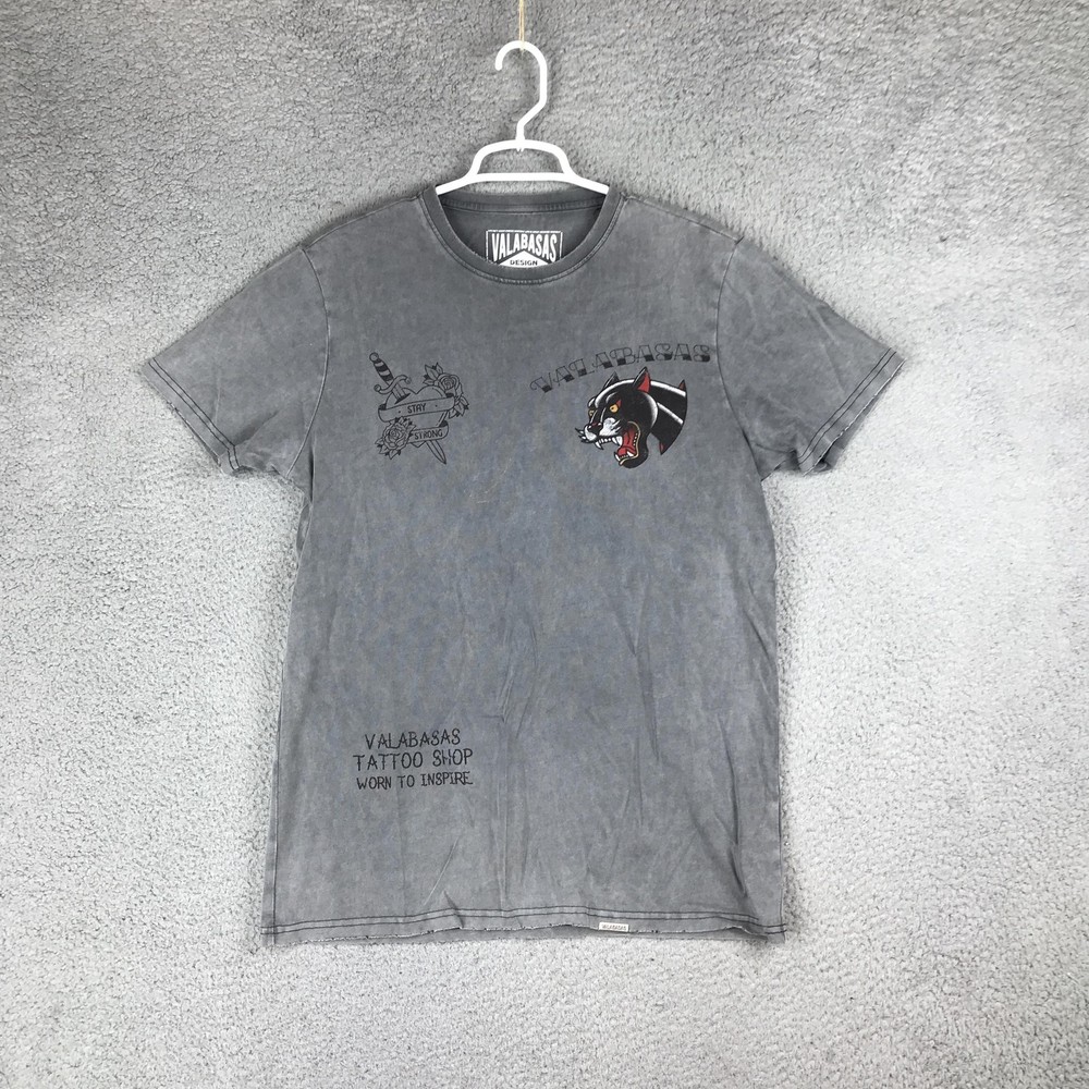 Valabasas Tattoo Shop Shirt Mens Small Gray Graphic Panther Dagger Streetwear