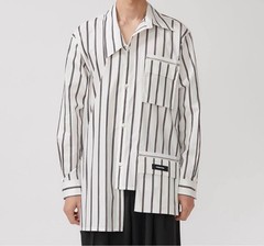 SHU HOMME FEMM Mens Long Sleeve Striped Shirt Size 2 Casual Button Up