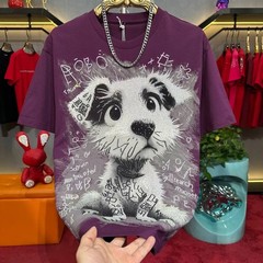 New Men Luxury Diamond Dog Rhinestones Fashion T-Shirt High Quality 3 Colors