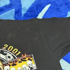 Vintage 2000s Bike Week Daytona Florida Flaming Skulls Faded Black T-Shirt Sz XL