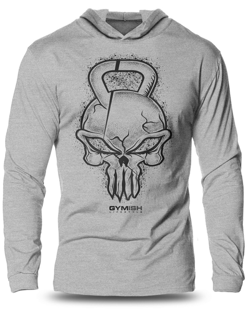 028. Gym Reaper Lightweight Long Sleeve Hooded T-Shirt for Men