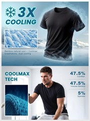 Cooling Viscose Men’s Shirts Relaxed Fit Coolmax Workout T-Shirt Dry Fit Brea…