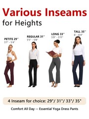 SEVEGO Tall Women’s Bootcut Dress Pants 35″ Inseam, High Waist Stretch Work P…