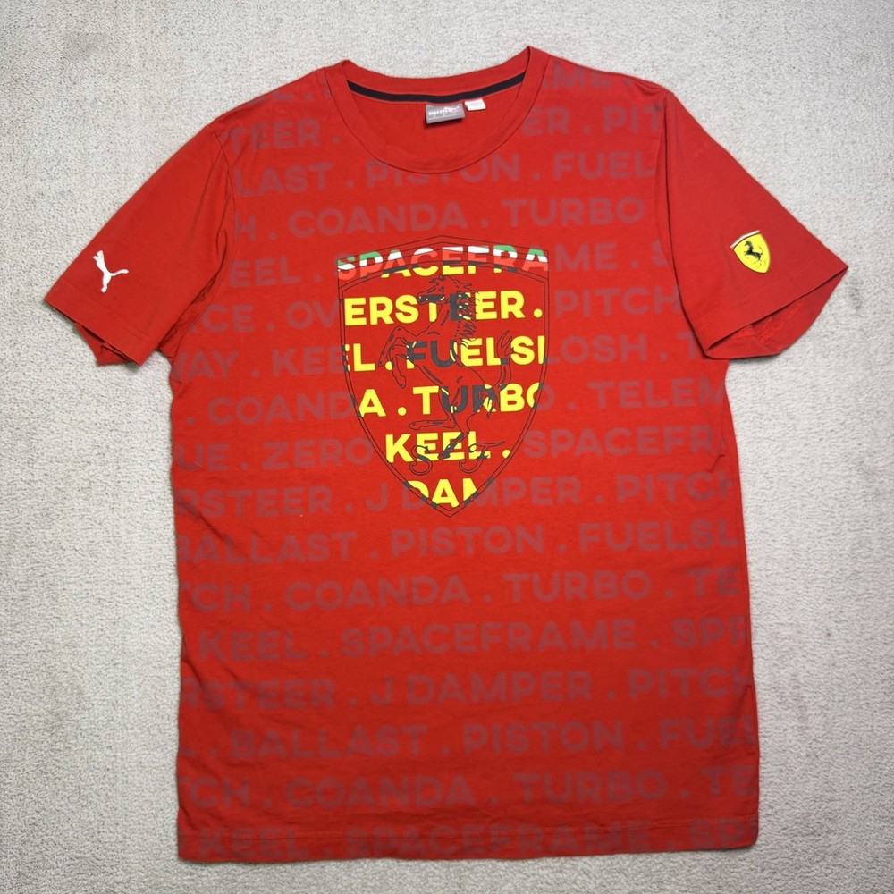 Puma SF Ferrari Racing Shield Graphic T Shirt Men’s Medium Red Rosso Corsa
