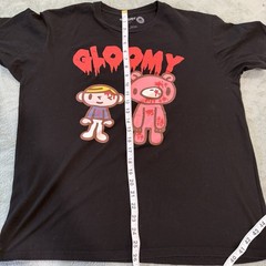 Gloomy Bear Graphic T-Shirt Black Anime Horror Tee Size L