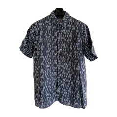 Seasalt Men’s Shirt Medium Blue Heron Short Sleeve Linen Collage Lines “Inkwell”