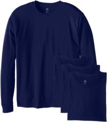 Men’s Long Sleeve Crewneck Cotton T-Shirt 4-Pack Midweight Soft Durable Tees