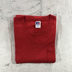 vtg Russell Athletic Shirt Mens 2XL Red Pocket Tee Cotton Made in USA Crewneck