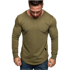 Zonbailon men’s long sleeve slim fit crew neck solid color soft quick dry