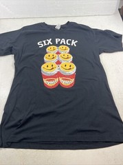Joe Boxer Men’s XL Six Pack Novelty T Shirt Smiling Cans Humorous Joe Six Pack